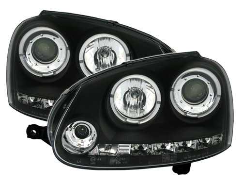 LED Angel Eyes Scheinwerfer für VW Golf V 03-09 schwarz Sonar